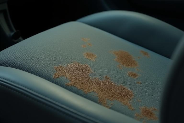 Sedile in tessuto macchiato e sporco