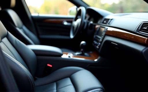 Interni in pelle di un'auto puliti e sanificati